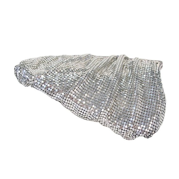 WHITING & DAVIS Victorian Vintage Silver-Plated Mesh Wristlet Clutch Mini Bag - Picture 6 of 9